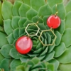 HEXA - tűzzománc fülbevaló - Piros - Thumbnail Image 3